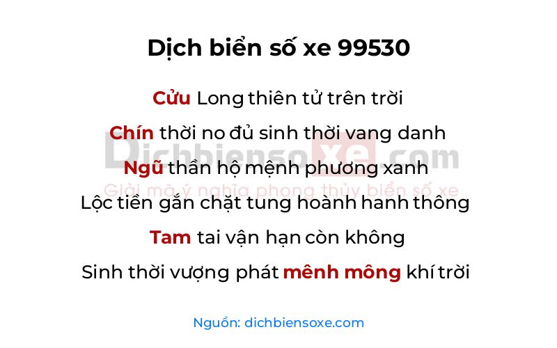 Dịch thơ biển số 99530