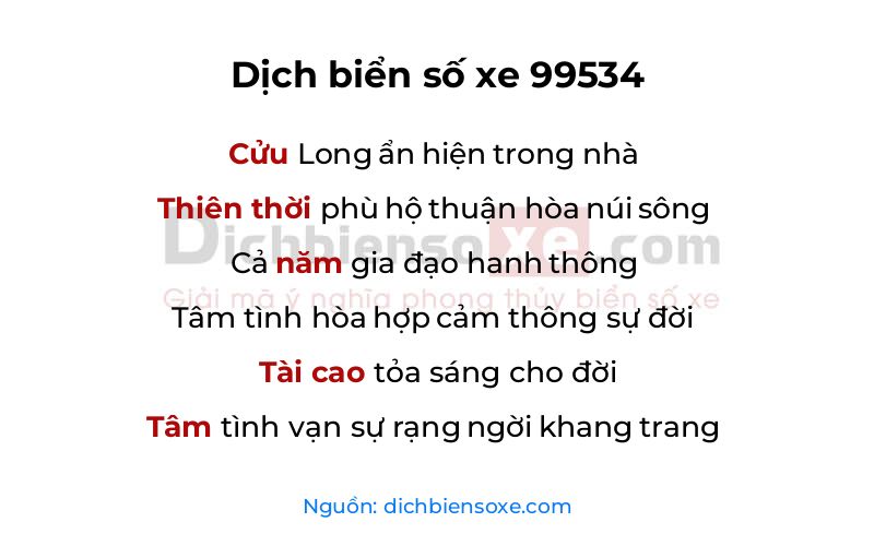Dịch thơ biển số 99534