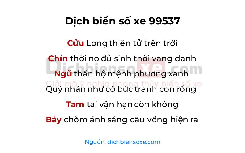 Dịch thơ biển số 99537