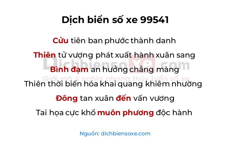 Dịch thơ biển số 99541