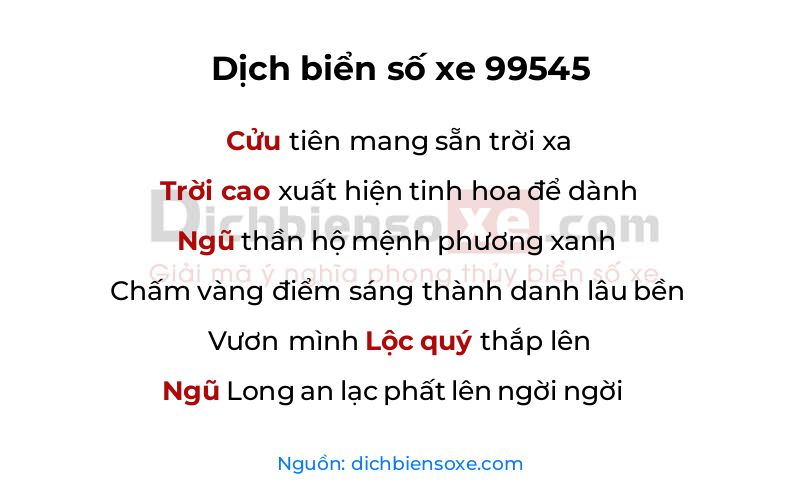 Dịch thơ biển số 99545