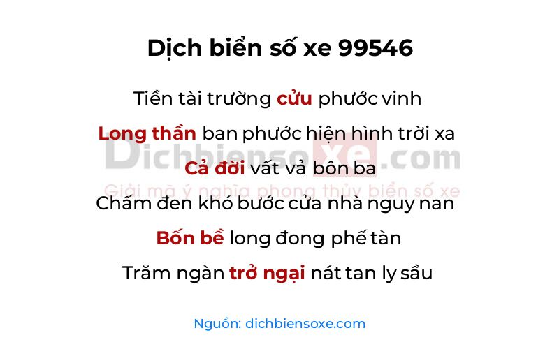 Dịch thơ biển số 99546