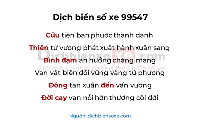 Dịch thơ biển số 99547