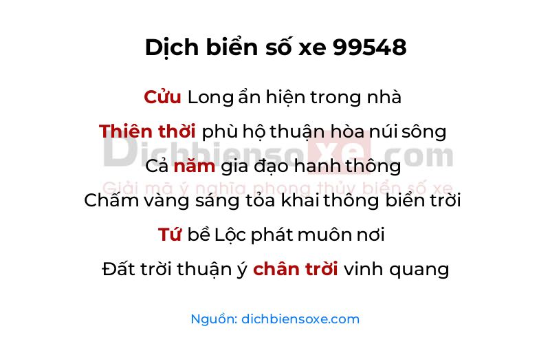 Dịch thơ biển số 99548