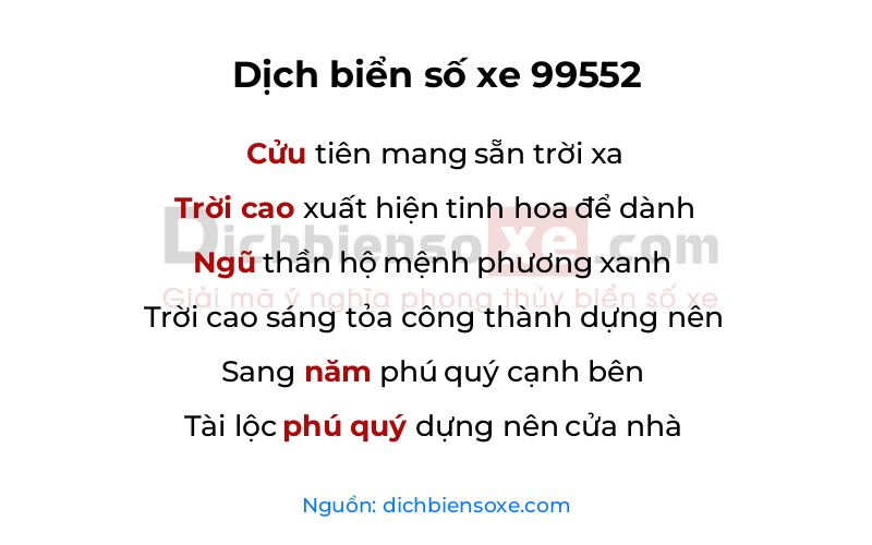 Dịch thơ biển số 99552