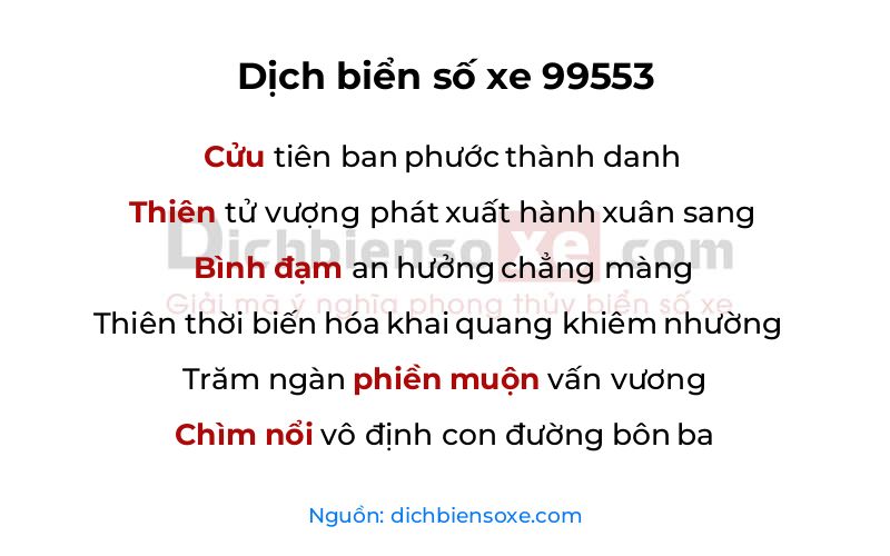 Dịch thơ biển số 99553