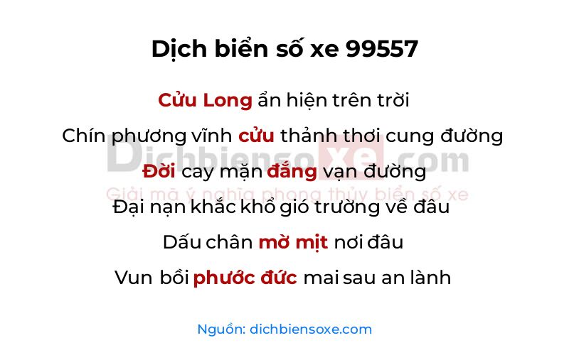 Dịch thơ biển số 99557