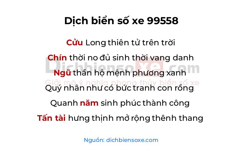 Dịch thơ biển số 99558