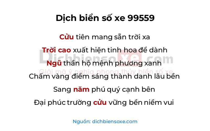 Dịch thơ biển số 99559