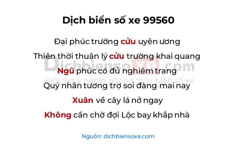 Dịch thơ biển số 99560