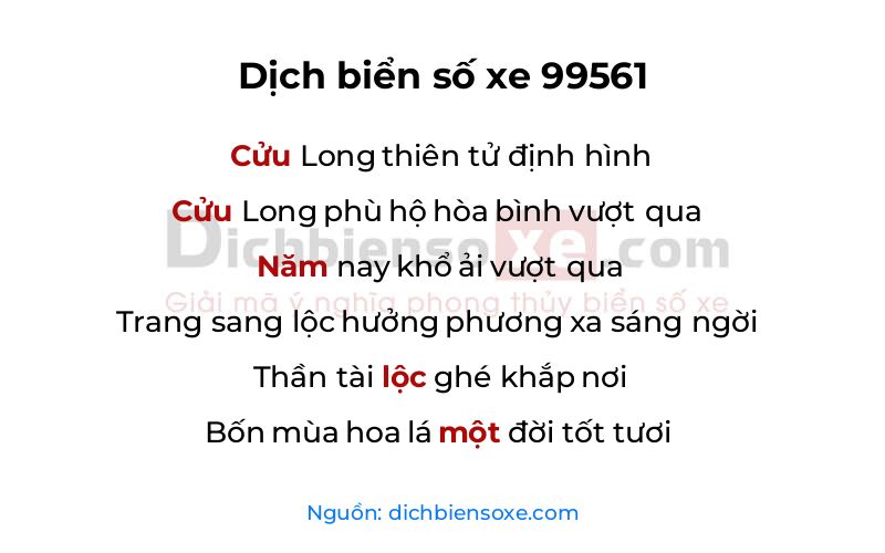 Dịch thơ biển số 99561