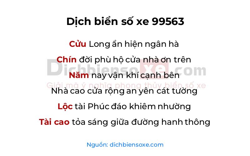 Dịch thơ biển số 99563