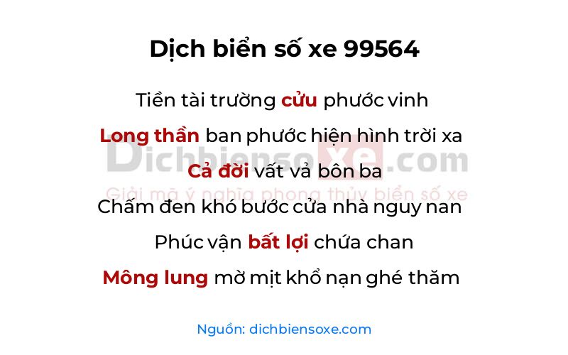 Dịch thơ biển số 99564