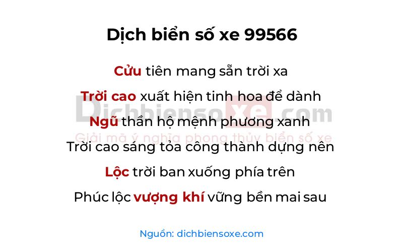 Dịch thơ biển số 99566