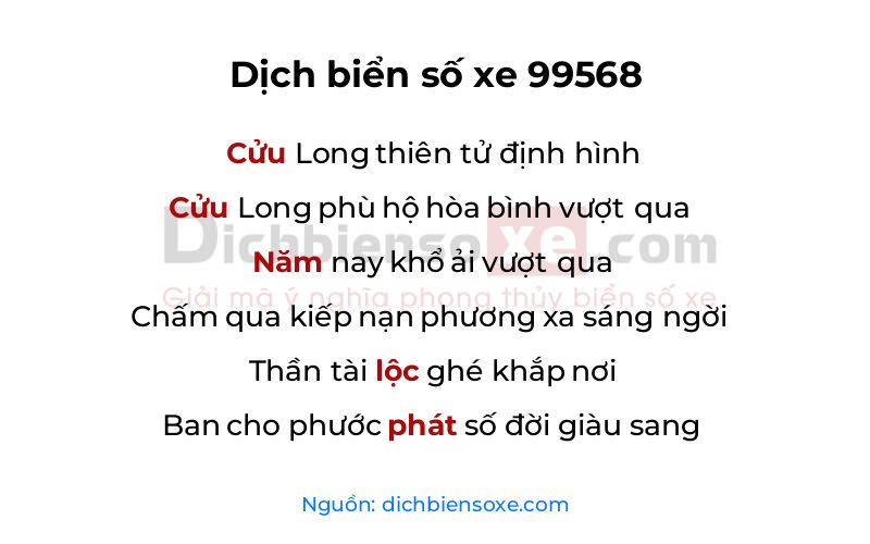 Dịch thơ biển số 99568