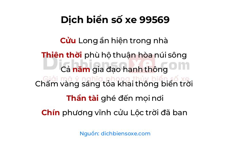 Dịch thơ biển số 99569