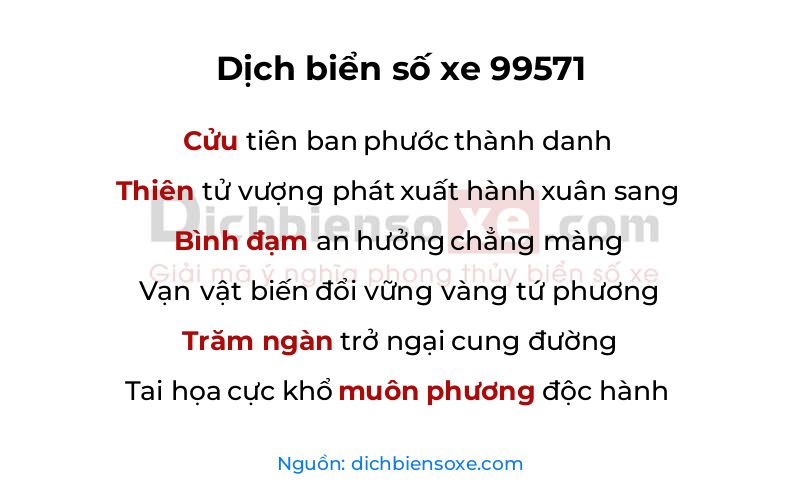 Dịch thơ biển số 99571