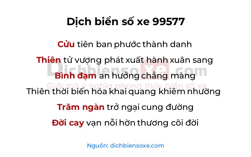 Dịch thơ biển số 99577