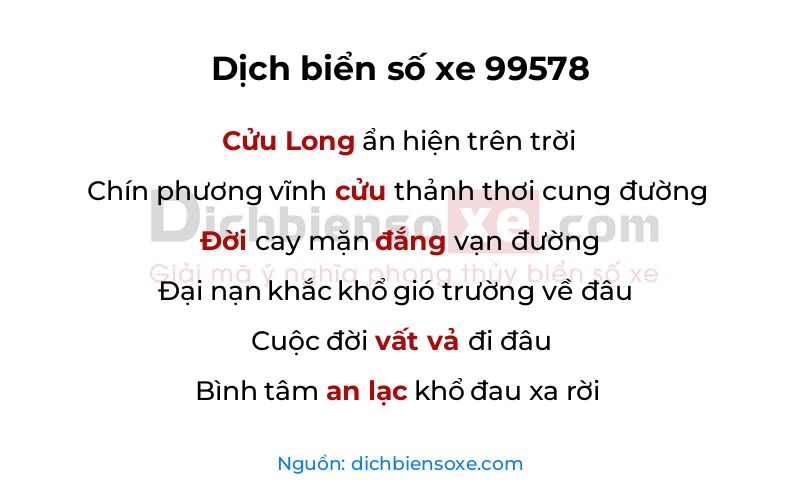 Dịch thơ biển số 99578