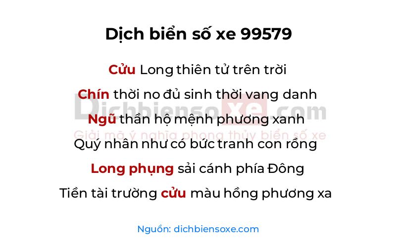 Dịch thơ biển số 99579