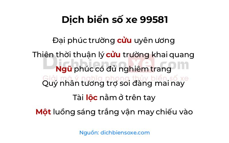 Dịch thơ biển số 99581
