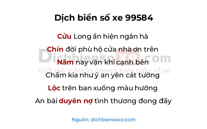 Dịch thơ biển số 99584