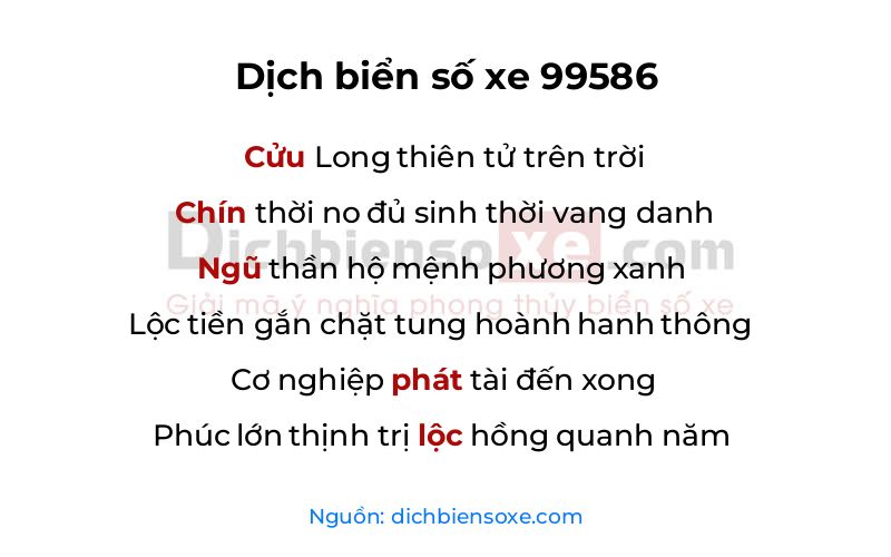Dịch thơ biển số 99586