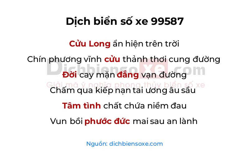 Dịch thơ biển số 99587