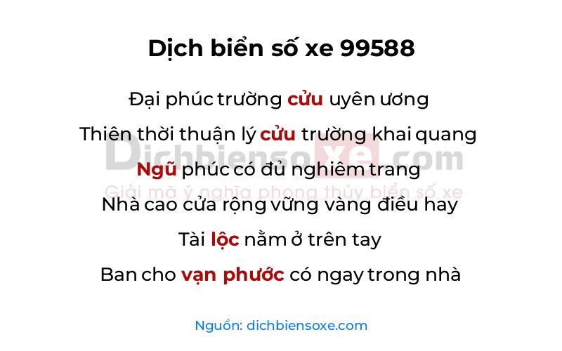 Dịch thơ biển số 99588