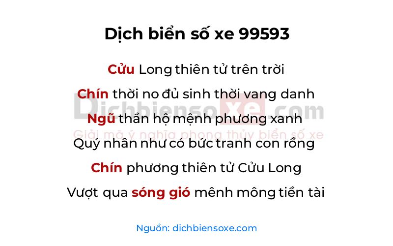 Dịch thơ biển số 99593