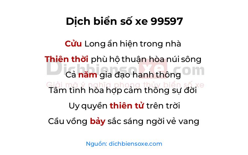 Dịch thơ biển số 99597