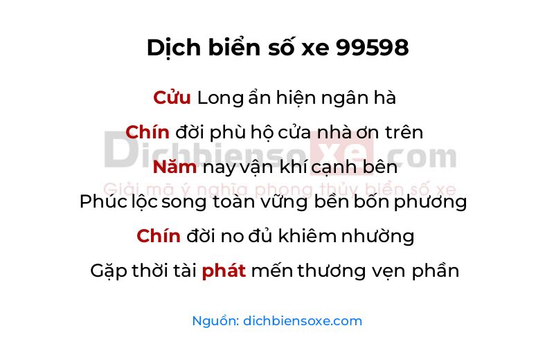 Dịch thơ biển số 99598