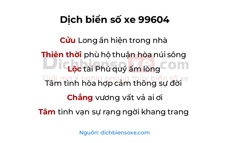 Dịch thơ biển số 99604