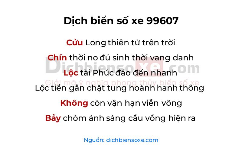 Dịch thơ biển số 99607