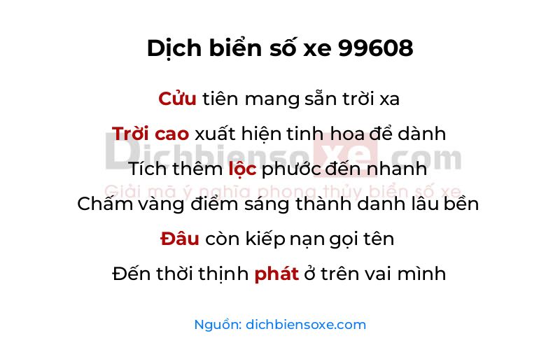Dịch thơ biển số 99608