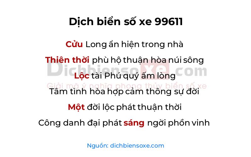 Dịch thơ biển số 99611