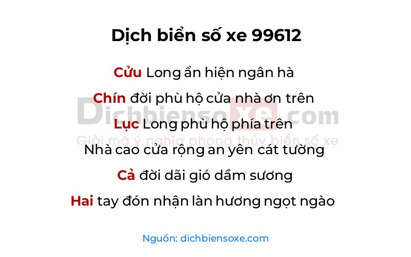 Dịch thơ biển số 99612