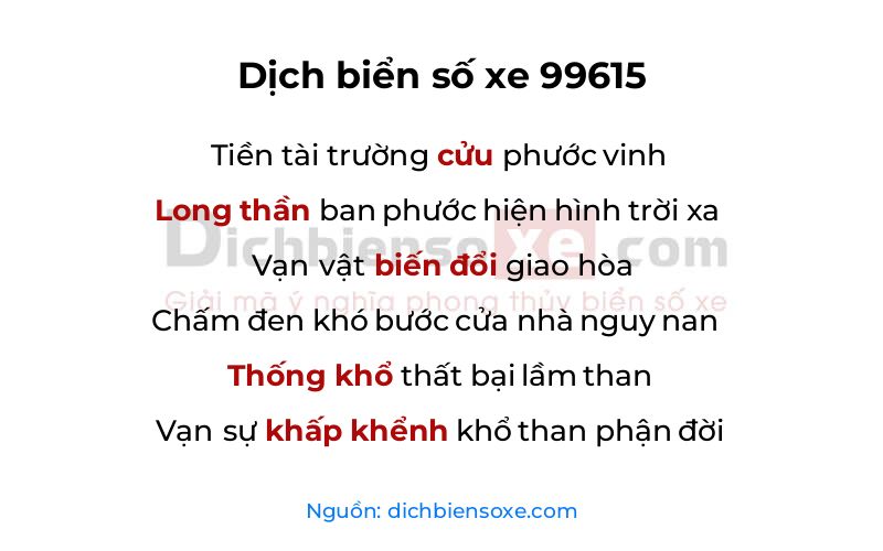 Dịch thơ biển số 99615