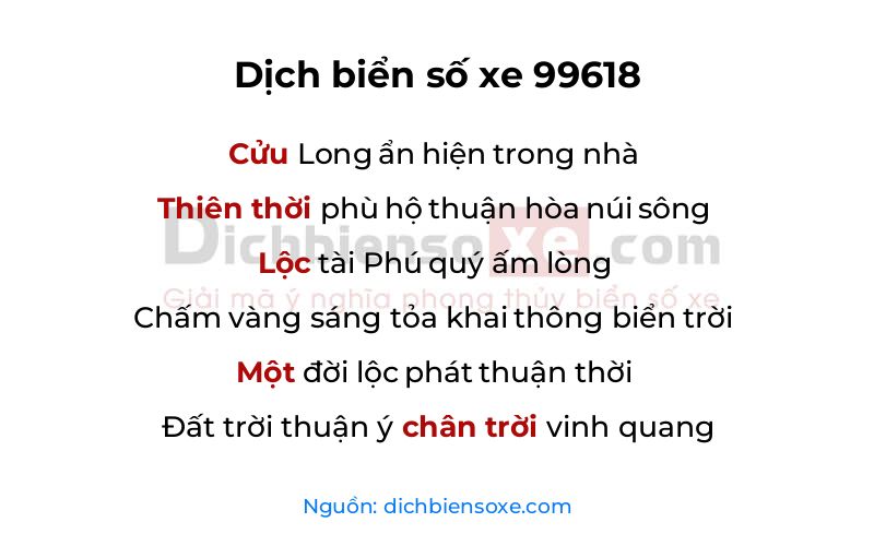 Dịch thơ biển số 99618
