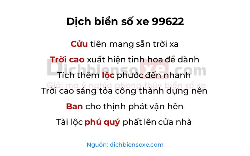 Dịch thơ biển số 99622