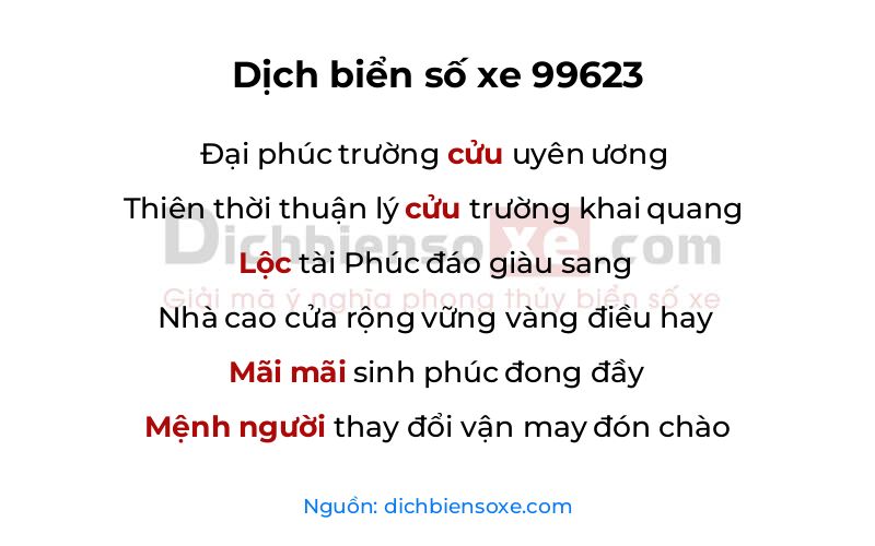 Dịch thơ biển số 99623