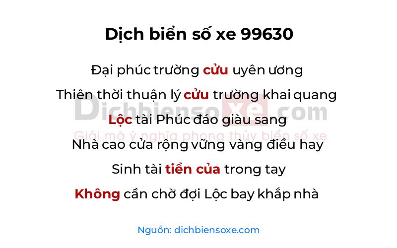 Dịch thơ biển số 99630