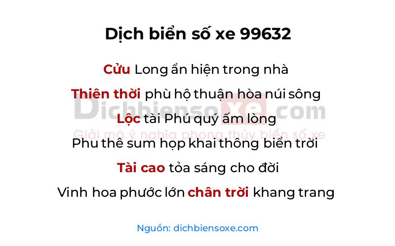 Dịch thơ biển số 99632