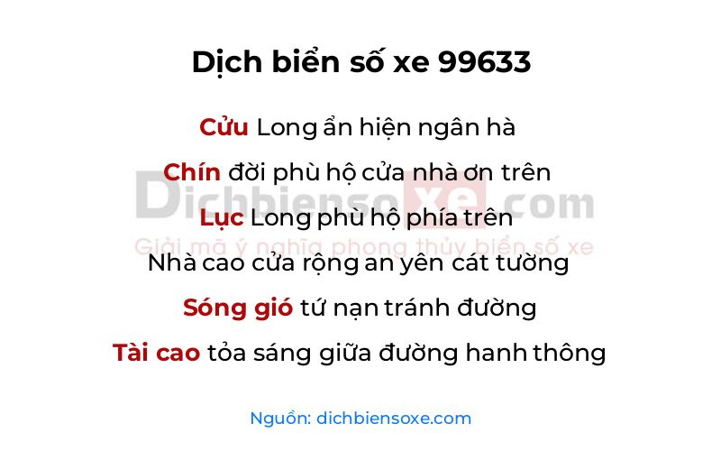 Dịch thơ biển số 99633