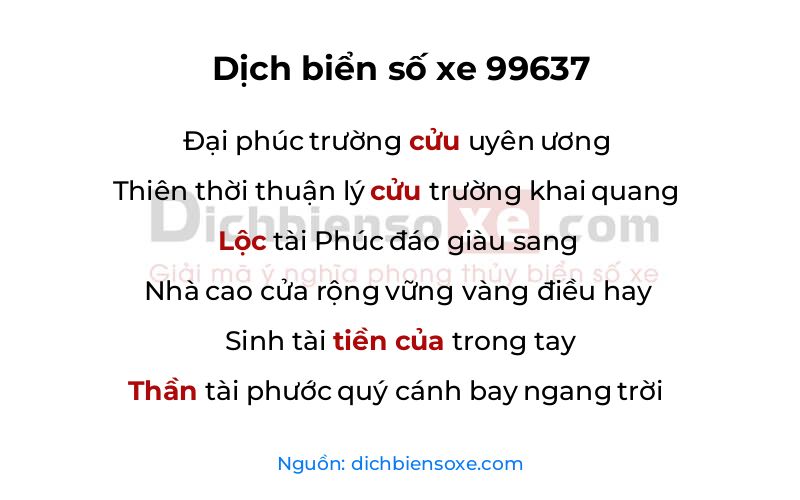 Dịch thơ biển số 99637