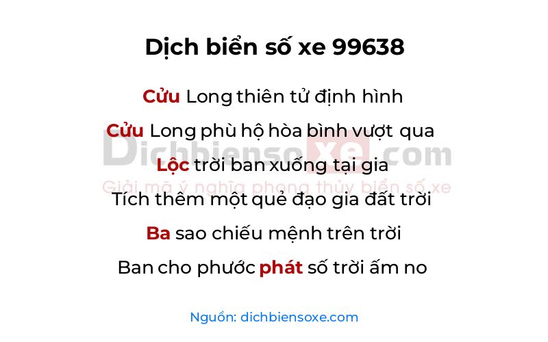 Dịch thơ biển số 99638