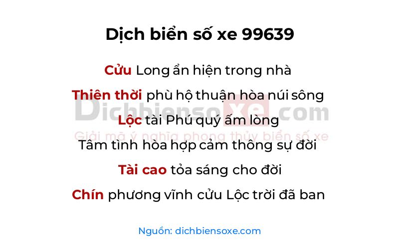 Dịch thơ biển số 99639