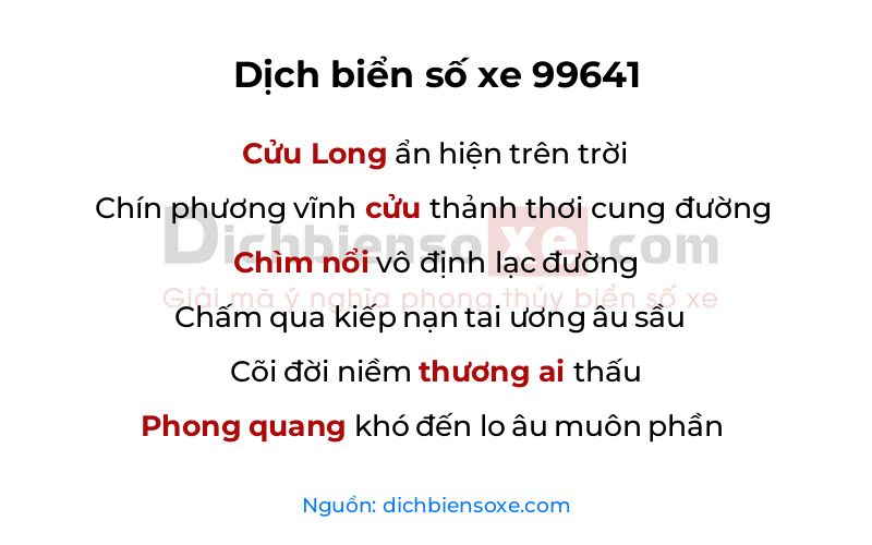 Dịch thơ biển số 99641