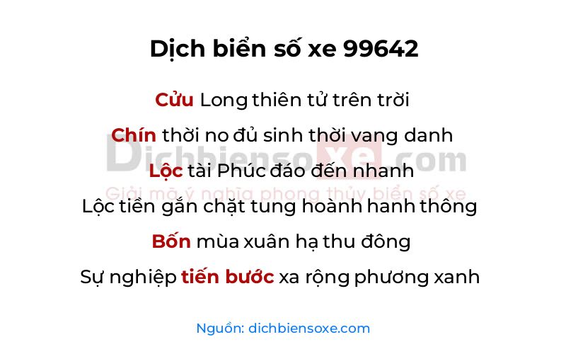 Dịch thơ biển số 99642