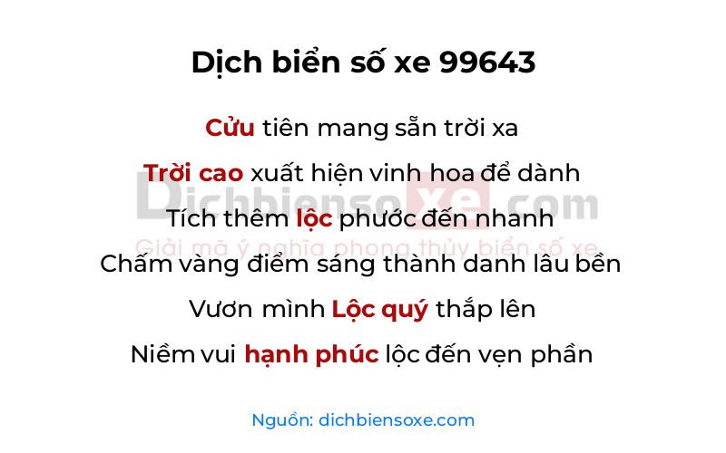 Dịch thơ biển số 99643